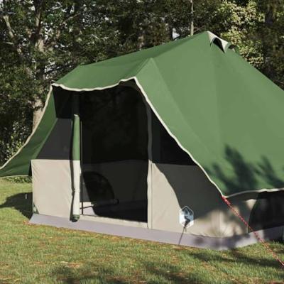 Familie Tipi Tent met dak Groen en Bruin 358 x 296 x 258 cm