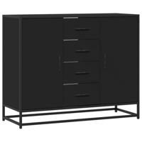 Dressoir 92x35x76 cm bewerkt hout zwart - thumbnail