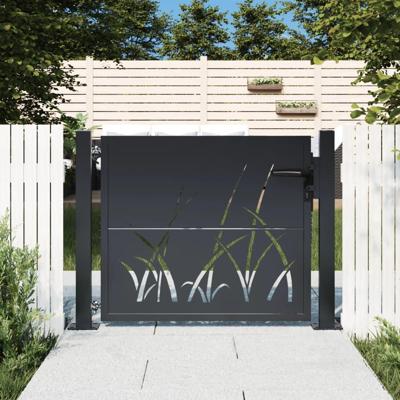 Poort met grasontwerp 100x75 cm staal antracietkleurig