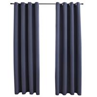 VidaXL Gordijnen verduisterend met ringen 2 st 140x175 cm antraciet - thumbnail