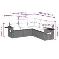 5-delige Loungeset met kussens poly rattan zwart - thumbnail