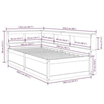 Bed met boekenkast zonder matras grenenhout wasbruin 100x200 cm Bed met boekenkast zonder matras grenenhout wasbruin 100x200 cm