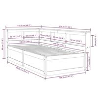 Bed met boekenkast zonder matras grenenhout wasbruin 100x200 cm - thumbnail