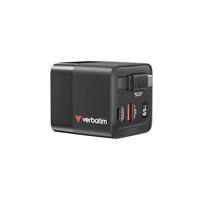 Verbatim GaN Charger 65 W Reislader 65 W 1x USB-A, 1x USB-C USB PD, USB PD 3.0, QC 3.0 Zwart Snellader, GaN, Met adapter voor Europa, Met adapter voor Verenigd - thumbnail