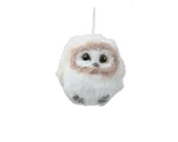 Kersthanger uil kunstbont 8 cm creme - thumbnail
