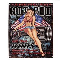 Clayre & Eef Tekstbord 20x25 cm Zwart Ijzer Vrouw Hot Rod Wandbord - thumbnail
