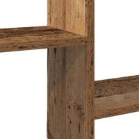 Wandschap kubus 5 vakken bewerkt hout oud houtkleurig - thumbnail