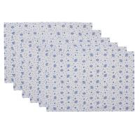 Clayre & Eef Placemats Set van 6 48x33 cm Wit Blauw Katoen Rechthoek - thumbnail