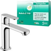 Wastafelmengkraan HansGrohe Rebris S Eengreeps 110 Met Trekwaste Chroom - thumbnail