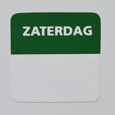 Etiket zaterdag wit/groen 25x25mm 500 st