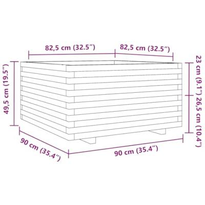 Plantenbak 90x90x49,5 cm massief grenenhout wit