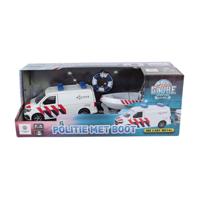 Kids Globe Traffic VW Transporter politiewagen met boot - thumbnail