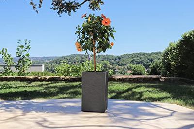 Vierkante bloempot, 30 cm hoog - EDA - Volcania Up - 36 L - Binnen/buiten - 29,5 x 29,5 x H49,5 cm - Antracietgrijs