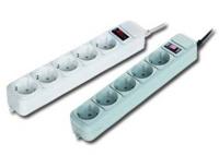 Stekkerdoos met schakelaar, 5 voudig, 3 meter, grijs - thumbnail