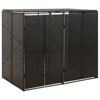 Containerberging dubbel 140x80x117 cm poly rattan zwart - thumbnail