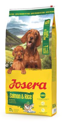 JOSERA Mother & Puppy Zalm & Rijst (1 x 12,5 kg) | Premium droogvoer voor drachtige/zogende teven en puppy's | Optimale verzorging met egie & L-carnitine | glutenvrij | 1 stuk verpakt