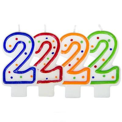 Kaars cijfer 2 in vrolijke kleuren