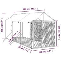 Hondenkennel met dak 2x6x2,5 m gegalvaniseerd staal zilverkleur - thumbnail