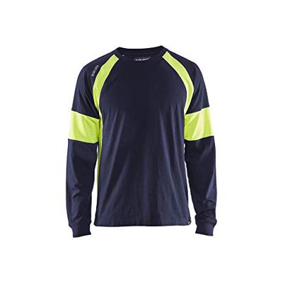 Blåkläder T-Shirt lange mouw 35201030 | Marine/High-Vis Geel | Maat 3XL - 7330509697443