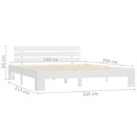 Bedframe met hoofdbord massief grenenhout wit 160x200 cm - thumbnail