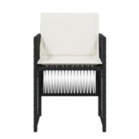 Tuinstoelen 4 st met kussens poly rattan zwart - thumbnail