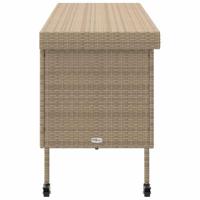 Tuinbox met wielen 160x55x75 cm poly rattan beige - thumbnail