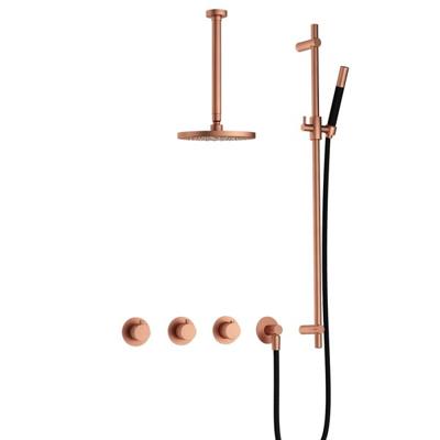 Hotbath Cobber IBS70 inbouwdouche met 30cm plafondbuis en glijstang geborsteld koper