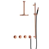 Hotbath Cobber IBS70 inbouwdouche met 30cm plafondbuis en glijstang geborsteld koper - thumbnail