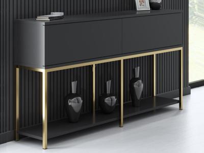 Console LODINO 150 cm antraciet/goud Console LODINO 150 cm antraciet/goud