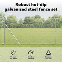 VidaXL Afrasteringspaal zilver 10 x 1,4 m (19 x 19 mm gaas) staal - thumbnail