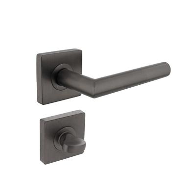 Deurkruk Bastian op rozet verdekt55x55x10mm met nokken en WC-sluiting met stift8x8mm antraciet grijs
