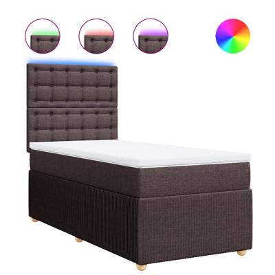 Boxspring met matras stof donkerbruin 90x200 cm