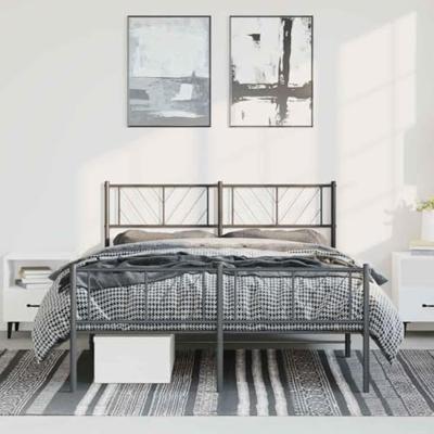 Bedframe met hoofd- en voeteneinde metaal zwart 150x200 cm