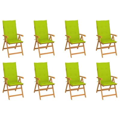 Tuinstoelen 8 st verstelbaar met kussens massief teakhout