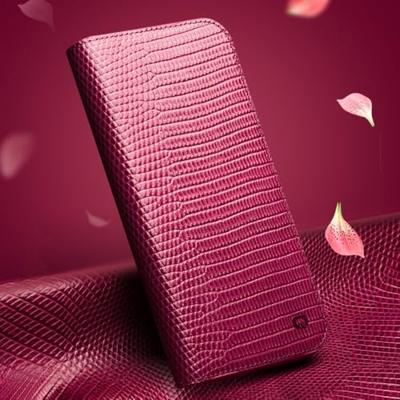 Qialino iPhone 16 Plus hoesje - Leren bookcase - Croco Roze Qialino iPhone 16 Plus hoesje - Leren bookcase - Croco Roze