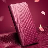 Qialino iPhone 16 Plus hoesje - Leren bookcase - Croco Roze - thumbnail