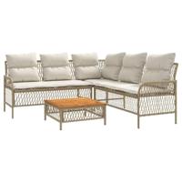 2-delige Loungeset met kussens poly rattan beige - thumbnail