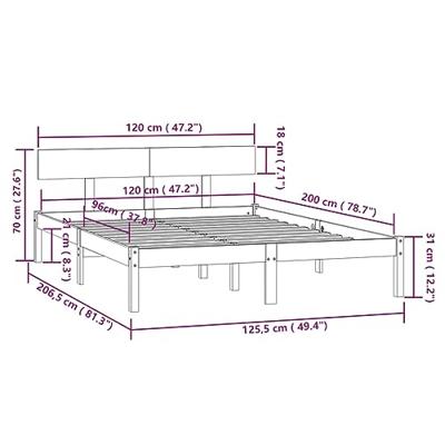 Bedframe massief grenenhout wit 120x200 cm