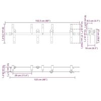 Doos met onderdelen voor schuifdeur 152,5 cm staal zwart - thumbnail