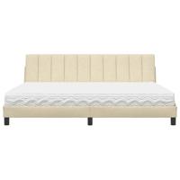 Bed met matras "Hanko" stof crèmekleurig 200x200 cm - thumbnail