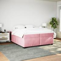 Boxspring met matras fluweel roze 200x200 cm - thumbnail