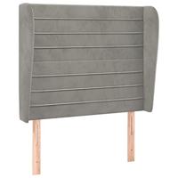 Hoofdbord met randen 93x23x118/128 cm fluweel lichtgrijs - thumbnail