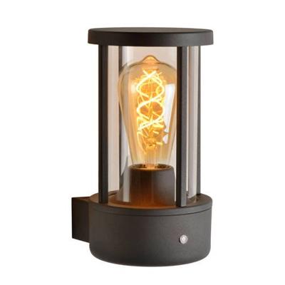 Lucide LORI - Wandlamp Binnen/Buiten - Ø 12 cm - 1xE27 - IP44 - Dag/nacht sensor - Antraciet
