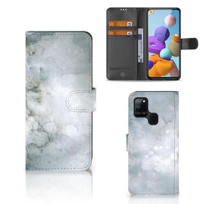 Hoesje Samsung Galaxy A21s Painting Grey | Portemonnee hoesje Hoesje Samsung Galaxy A21s Painting Grey | Portemonnee hoesje