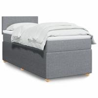 Boxspring met matras stof lichtgrijs 90x190 cm - thumbnail