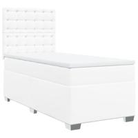 Boxspring met matras kunstleer wit 100x200 cm - thumbnail
