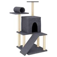 vidaXL Kattenmeubel met sisal krabpalen 110,5 cm donkergrijs, kattenpaal, kattenboom, kattenkrabpaal, kattenhuis, kattenmeubel, kattenpalen - thumbnail