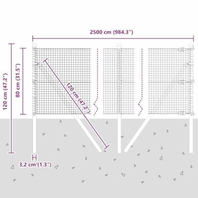 VidaXL Afrasteringspaal grijs 25 x 0,8 m (19 x 19 mm gaas)