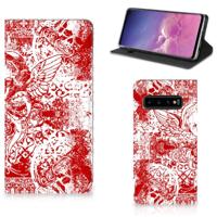 Mobiel BookCase Samsung Galaxy S10 Angel Skull Rood - thumbnail