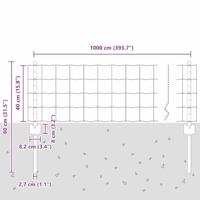 VidaXL Hek met paal grijs 0,4 x 10 m staal en pvc - thumbnail